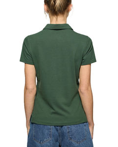 Polo de Manga Corta Verde para Mujer, Color Sólido, Algodón Piqué, Estilo Casual - Product Image 4
