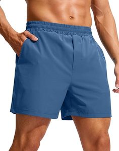 <b>Men's</b> Navy Blue Bermuda <b>Shorts</b> Elastic Waist Quick Dry Pockets Casual Style Solid Color Polyester Woven - Product Image 5