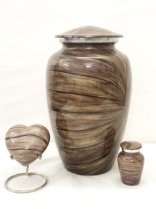 Urnes de crémation en aluminium de texture de marbre en pierre verte avec le sac de velours de ffree - Product Image 3