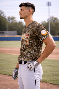 Maillot de baseball américain unisexe de haute qualité, camouflage, respirant, 100% polyester, manches courtes, sangle réglable, grande taille, fabrication OEM - Product Image 5