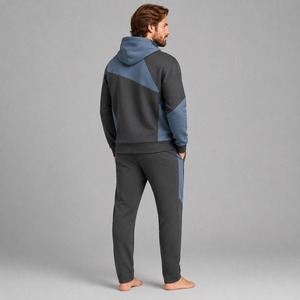 Ensemble de survêtement sportif pour homme, coupe ajustée, 2 pièces, avec capuche, personnalisable, 100% coton, léger, pour l'entraînement - Product Image 5