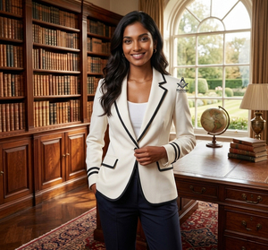 Blazer élégant de couleur unie pour femmes, idéal pour les occasions professionnelles, inspiré des fraternités et sororités grecques Delta Sigma et de la franc-maçonnerie. - Product Image 2
