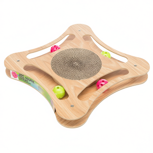 Planche à gratter en carton de 35 x 4 x 35 cm avec jouets en laine, arbre à chat et griffoir - Product Image 2