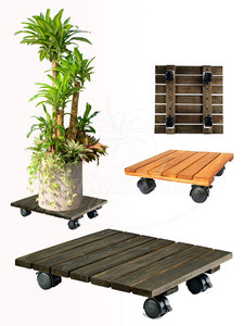 Soporte para Macetas de Madera Natural Sólida con Ruedas, Base Rodante para Plantas, Hecho en Vietnam - Product Image 4