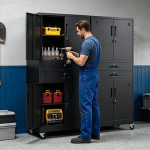 Armadio Metallico Resistente da 71 Pollici con 7 Cassetti, Porte con Serratura e 2 Ripiani Regolabili - Product Image 3