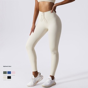 Pantalones Cortos de Yoga de Cintura Alta Elástica, Sólidos, Largos, con Efecto Push-Up, Sin Costuras, Elásticos en Cuatro Direcciones, de Spandex y Nailon, para Mujer - Product Image 3