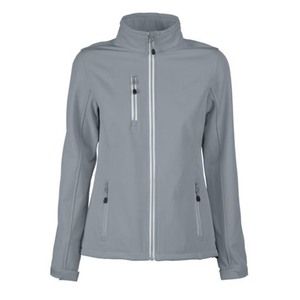 Veste softshell grise pour femme, fermeture éclair, col montant, coupe régulière, coupe-vent, vêtements d'extérieur pour l'automne, produit le plus vendu - Product Image 2