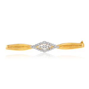 Elegant 18K Yellow Gold Diamond Evil Eye Bangle Bracelet | Lucky Eye Charm Bracelet | Luxury Women's Fine Jewelry - Product Image 1