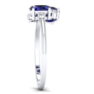 Anillo REYES de Último Diseño con Zafiro Azul de 1 Quilate y Moissanita en Plata de Ley 925, Joyería Fina de Diseño de Lujo - Product Image 3