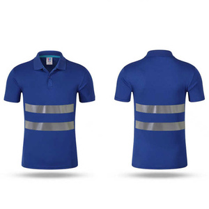 Men's <b>Black</b> Reflective Polo Shirt Short Sleeve Hi Visibility Workwear with Silver Stripes - Product Image 3