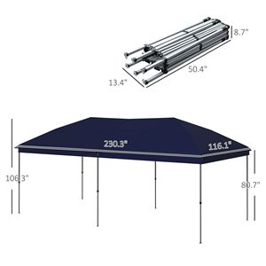 10FT X 19FT Easy up Steel Frame Pop up <b>Tent</b> 3-Level Adjustable Event Party <b>Canopy</b> with Carrying Bag - Product Image 3