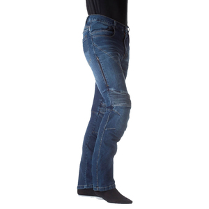 Pantalones vaqueros de hombre estilo biker con lavado ácido, tela de algodón, corte ajustado, cierre de cremallera, pantalones vaqueros ajustados de algodón para hombre con servicio OEM. - Product Image 3