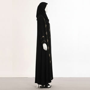 ชุดอาบายะห์ทรงร่มปักลายผีเสื้อแบบธรรมชาติหรูหราสำหรับเทศกาลอีดอัลอัฎฮา รุ่นใหม่จากโรงงานผู้ผลิต (OEM) ผ้าชีฟองสำหรับผู้หญิง สไตล์เรียบร้อย - Product Image 4