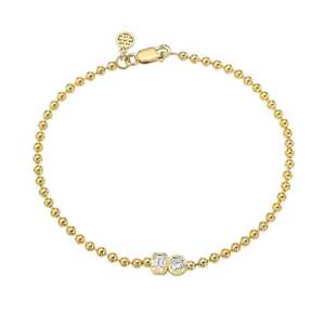 Toi Et Moi Diamond Ball Beaded <b>Bracelets</b> Custom 10K 14K <b>Solid</b> Gold Lab Round CVD Emerald Cut Minimalist Luxury Women's Jewelry - Product Image 1