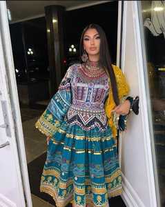 Hot Selling Latest Designs Breathable Ankle-Length A-Line Floral Print 100% Silk Afghan Kuchi <b>Dresses</b> Women Wholesale <b>Dress</b> - Product Image 2