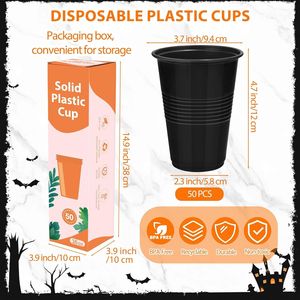 50-Pack 16 Oz Disposable <b>Plastic</b> Cups Solid Color Strong & Sturdy <b>Drinkware</b> for Parties & Birthdays - Product Image 2