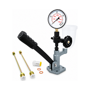 Probador de inyectores diésel con manómetro de doble escala de 400 bar y 6000 PSI, válvula de entrega de émbolo y tuberías de prueba - Product Image 1