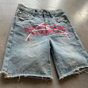Pantalones Cortos de Mezclilla para Hombre, Personalizados, Transpirables, Casuales, de Verano, de Cintura Alta, con Letras Bordadas, Cierre de Botones, Estilo Holgado - Product Image 2