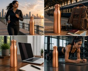 Bouteille d'eau en cuivre pur de 950 ml, écologique, grande capacité, anti-fuite, durable, résistante à la corrosion, avec logo personnalisé pour le bureau - Vente en gros - Product Image 6