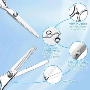 Ciseaux à effiler professionnels en acier inoxydable pour droitiers, manches en céramique et acier inoxydable, pointe de lame biseautée pour salon de coiffure - Product Image 6