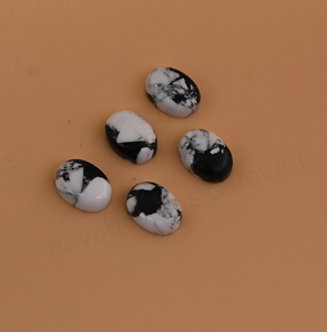 Turquoise Buffalo Blanc Naturel 10x14mm Forme Ovale Dos Plat Poli Brillant Lisse Cabochon Libre pour Fabrication de Bijoux Pendentif - Product Image 4