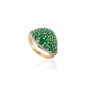 18K Natural Emerald and Diamond Cluster Dome Ring - Product Image 3