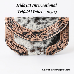 Portefeuille à rabat en cuir de vachette vintage pour femme, fait main, style western - Product Image 2