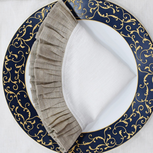 Servilleta de Lino 100% Puro Natural Blanca Lisa con Borde Decorativo con Volantes, Fabricante y Proveedor Personalizado de Textiles para el Hogar - Product Image 4
