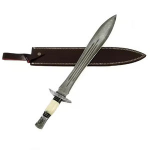 Espada Vikinga Personalizable de Acero Inoxidable, Espada de Acero Real con Funda de Cuero, Espada de Acero Real, Espada de Damasco - Product Image 5