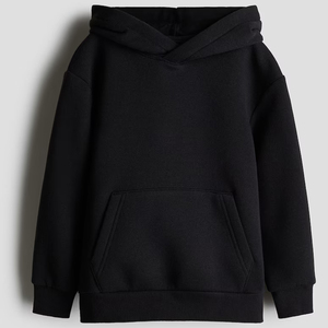 Sweat-shirt à capuche noir pour homme, coupe classique, en molleton, décontracté, avec poche kangourou, couleur unie, design tricoté, vêtement d'automne - Product Image 2