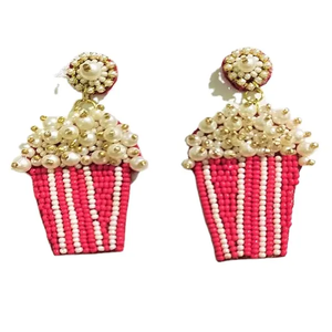 Boucles d'oreilles pendantes géométriques perlées pour femme, style bohème, imitation perle, plaqué or, bijoux fantaisie, boucles d'oreilles de soirée tendance - Product Image 2