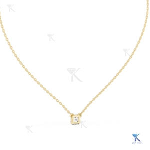 สร้อยคอจี้เพชรทรงเหลี่ยมแบบ Asscher Cut เพชรเพาะเลี้ยงในห้องปฏิบัติการ ทองคำแท้ 14K/18K ดีไซน์เรียบหรู ประดับเพชรเม็ดเดี่ยว เครื่องประดับสำหรับผู้หญิง - Product Image 5