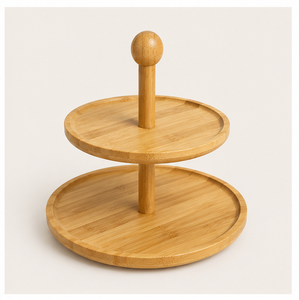 2 <b>Tier</b> Wooden <b>Cake</b> Stand & Cupcake Tower Modern Wooden Serving Tray for Weddings Birthday Parties Dessert Display - Product Image 6