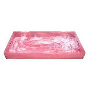 <b>Decorative</b> Polished Luxury Dinnerware Resin Serving Tray Handle Rectangle Eco-Friendly Dishwasher Safe Wedding Home Decor <b>Plates</b> - Product Image 2