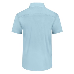 เสื้อเชิ้ตผู้ชายแบบทางการรุ่นใหม่ล่าสุด - ปกคอพับ แขนสั้น ลายเรียบ ผ้าถัก ป้องกันขนร่วง แห้งเร็ว BD - Product Image 3