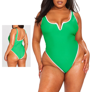 Maillot de bain bikini uni 2024 pour femme, ensemble push-up grande taille, maillot de bain de créateur pour femme, ensemble bikini décolleté en V profond - Product Image 2