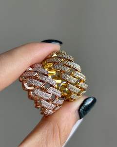 Anillo de cadena cubana de eternidad completa con diamantes cultivados en laboratorio de corte redondo personalizados, oro macizo de 10K, estilo hip hop, anillo de boda para hombre, regalo de lujo. - Product Image 2