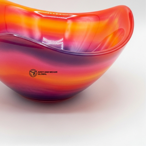 Bol décoratif multicolore en forme de vague, dégradé moderne orange, rose, violet, plat de service élégant, centre de table, décoration de table - Product Image 4
