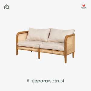 Sofá de Ratán y Madera de Teca Jepara Hecho a Mano, Ecológico y Elegante, Sofá de 2 Plazas para Sala de Estar, Hotel o Resort de Lujo - Product Image 2