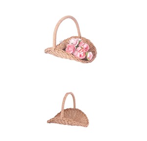 Panier à fleurs tressé marron clair Global Trade avec décoration en rotin, cadeau tendance, fait main, ornement pour maison de poupée, matériau naturel - Product Image 3
