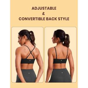 Premium YOGA Butterluxe Women's V-<b>Neck</b> Sports Bra Basic Wireless Camisole Adjustable Thin Straps <b>Padded</b> Yoga Top Active Print - Product Image 6