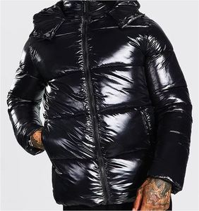 Blouson matelassé noir en PU pour homme, col montant, fermeture éclair, coupe-vent, rembourrage épais, décontracté, pour l'hiver 2027 - Product Image 6