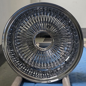 Nueva Llanta de Alambre de Acero Cromado de 13 Pulgadas, Tipo Reverso de <span class=keywords><strong>100</strong></span> Radios, Recta, 13X7j, Incluye Tapas y Adaptadores - Product Image 3