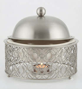 Estilo moderno, calidad superior, metal plateado, forma redonda, artículos de hotel, calentador de alimentos, olla caliente, cazuela decorativa para bodas y eventos - Product Image 1