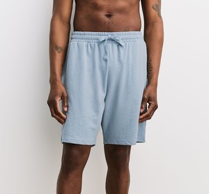 Men's Solid <b>Light</b> Blue Cotton Bermuda Shorts Mid Waist Drawstring Closure Casual Style Breathable - Product Image 1