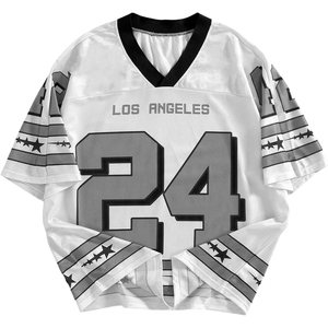 Camiseta Oversize de Malla 100% Algodón para Hombre, Cuello en V, Estampado de Fútbol, Estilo Urbano Hip Hop, Estampado de Estrella, Número Personalizado, Tallas Grandes, Venta al por Mayor - Product Image 1