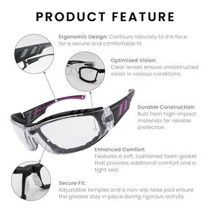 Pickleball Safety Goggles with PC Lenses Anti-<b>Scratch</b> UV400 Tint ANSI/EN Compliance Non-slip Nose <b>Pads</b> - Product Image 5