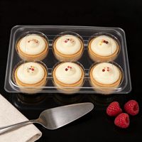 Barquettes en plastique PET jetables transparentes à 6 cavités avec couvercle à clipser pour pâtisseries, gâteaux de lune, mini-tartes, cupcakes et plats à emporter