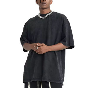 เสื้อยืดผู้ชายสไตล์วินเทจ ซักแบบตามสั่ง ออกแบบโลโก้เองได้ หรูหรา ทรงโอเวอร์ไซส์ ไหล่ตก คอกลม สตรีทแวร์ แบบเรียบ - Product Image 6