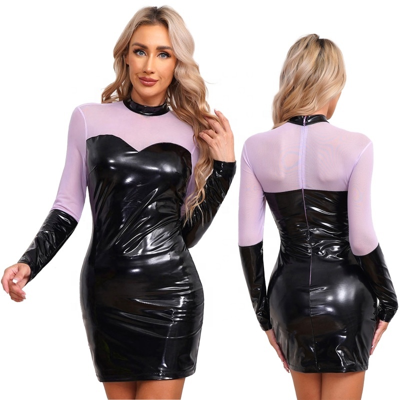 Women Pvc Leather Maid Cosplay Costume